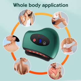 Eletric Bianstone Gua Sha Board Tools Hot Compress Heating Vibration Back Facial Massager Meridian Lymphatic Drainage Scraping Heating Vibration Scrap (Color: Green)