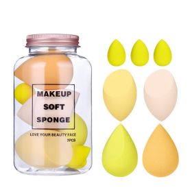 Drift Bottle Boxed Beauty Egg 7 Cans Of Powder Free Water Soft Makeup Sponge Powder Puff (Option: Mango yellow)