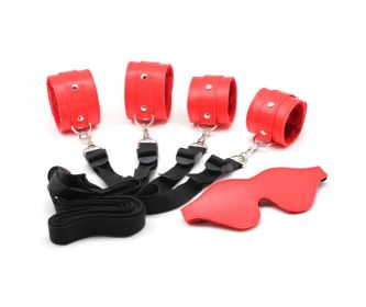 Household Women's Handcuffs Leather Footcuff (Color: Red)