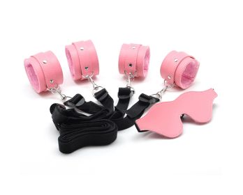 Household Women's Handcuffs Leather Footcuff (Color: Pink)