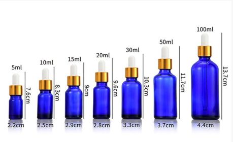 Glass Fine Oil Bottle Avoid Light Glue Head Dropper Bottle Essence Stock Bottling Cosmetics (Option: Blue-30ml)